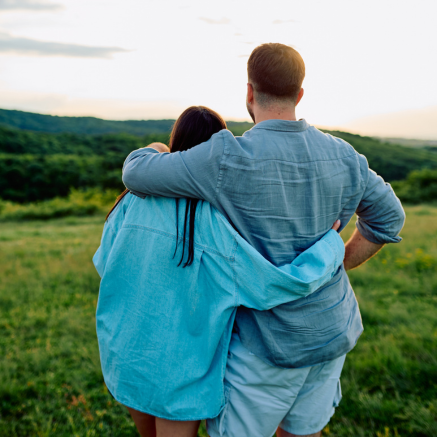 Couple looking at land together