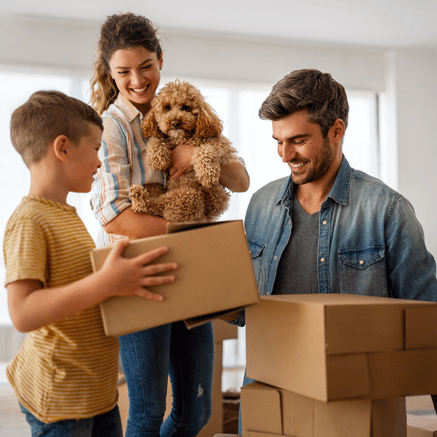 happy family packing boxes